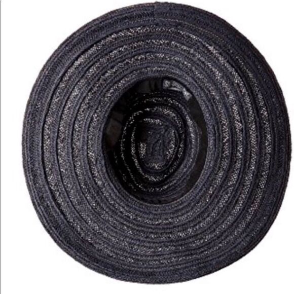 Navy Blue Floppy Wide Brim Aztec White Band Straw Sun Hat San Diego Co NEW - Picture 3 of 4